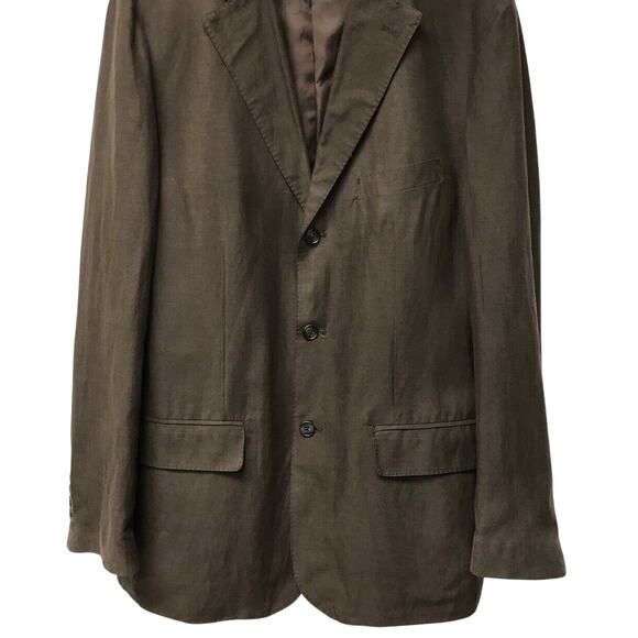 Tre Vero Sport Coat Mens XL Aux Casino Blazer Brown Silk Linen - Picture 3 of 9